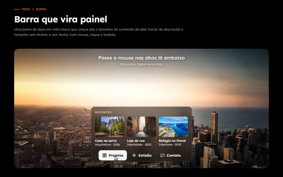 Prévia do efeito Barra que Vira Painel