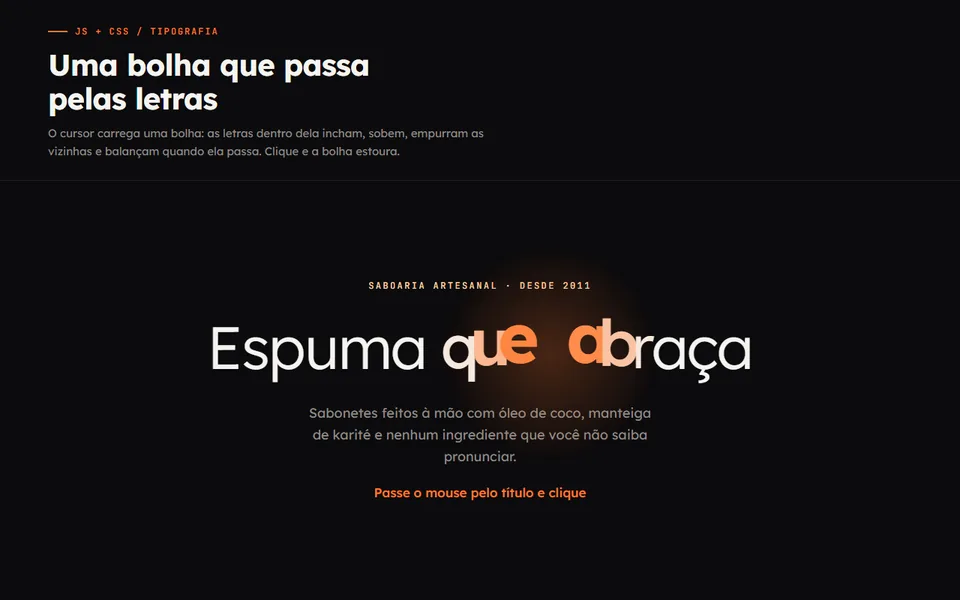 Prévia do efeito Bolha nas Letras