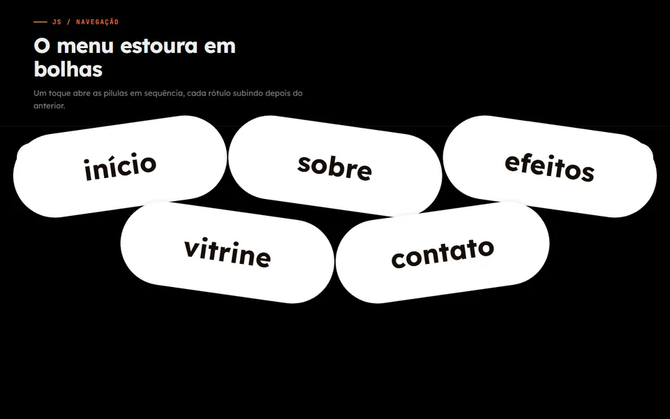 Prévia do efeito Menu que Borbulha