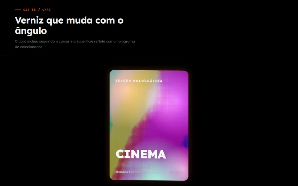 Prévia do efeito Card Holográfico