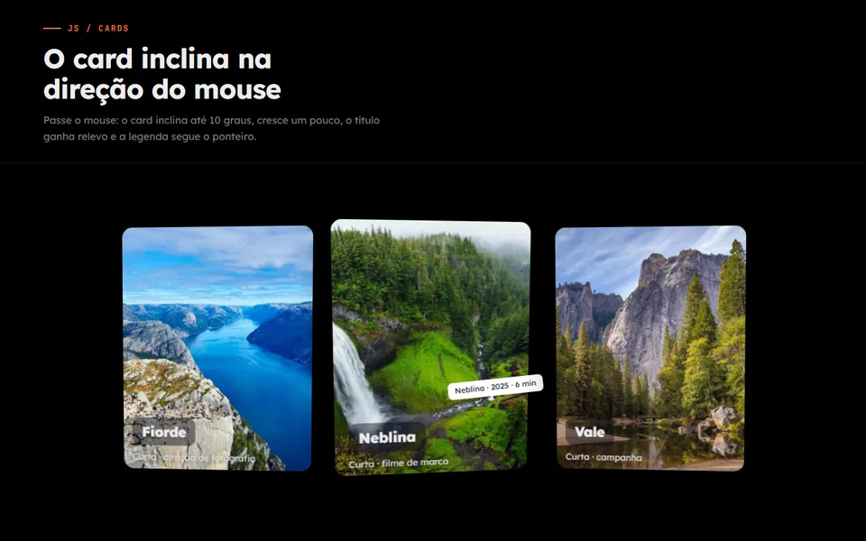 Prévia do efeito Card Inclinado