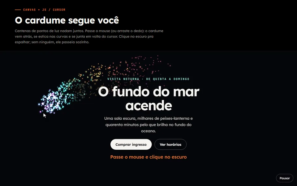Prévia do efeito Cardume de Luz