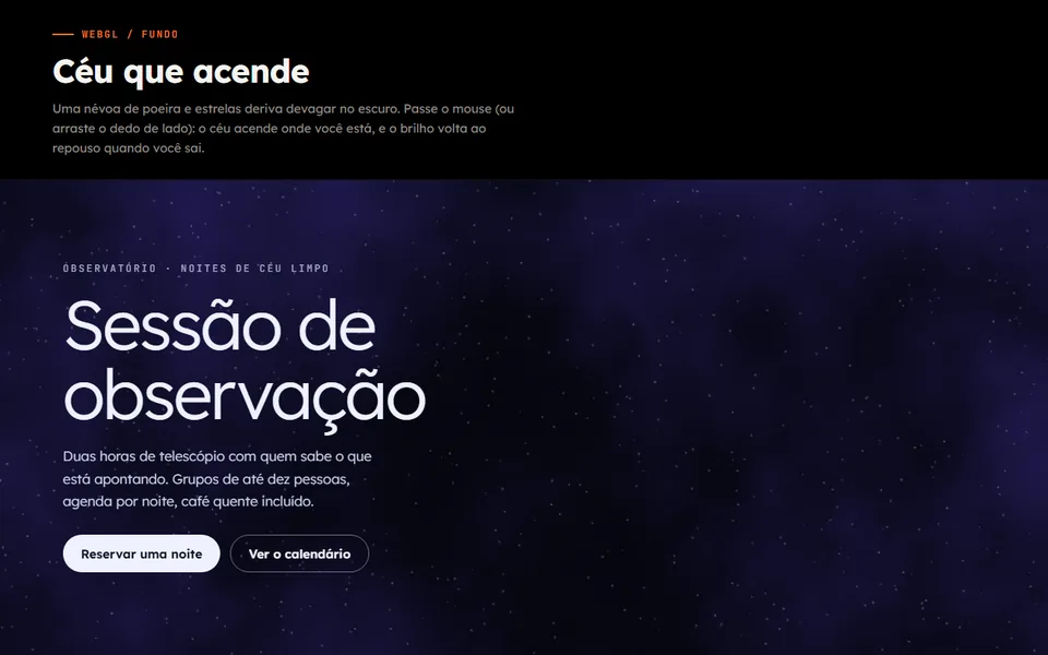 Prévia do efeito Céu que Acende