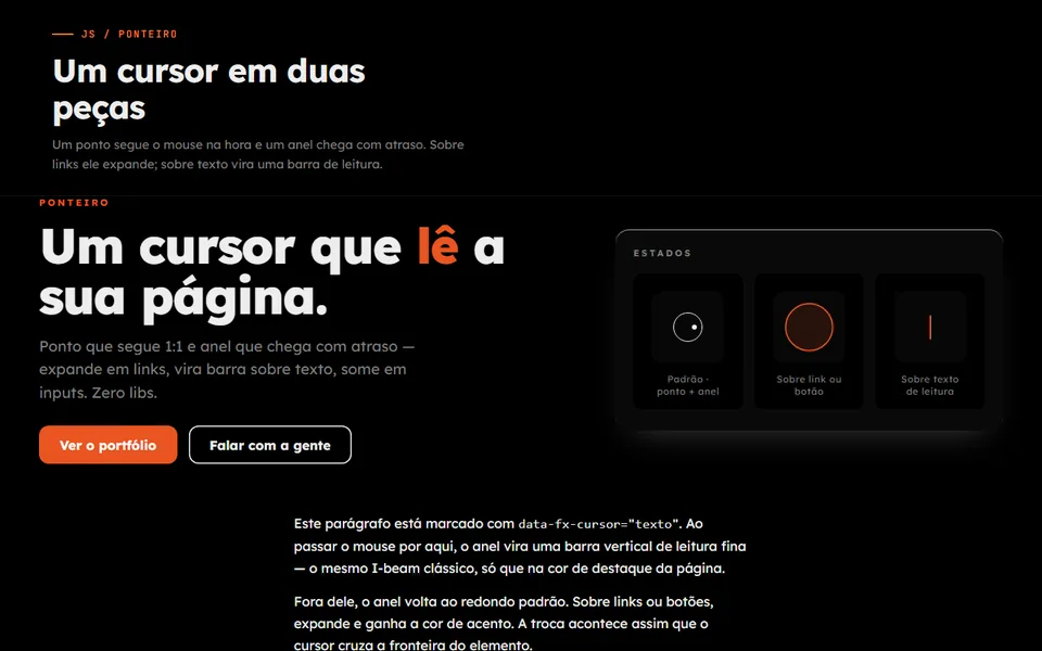Prévia do efeito Cursor Aura