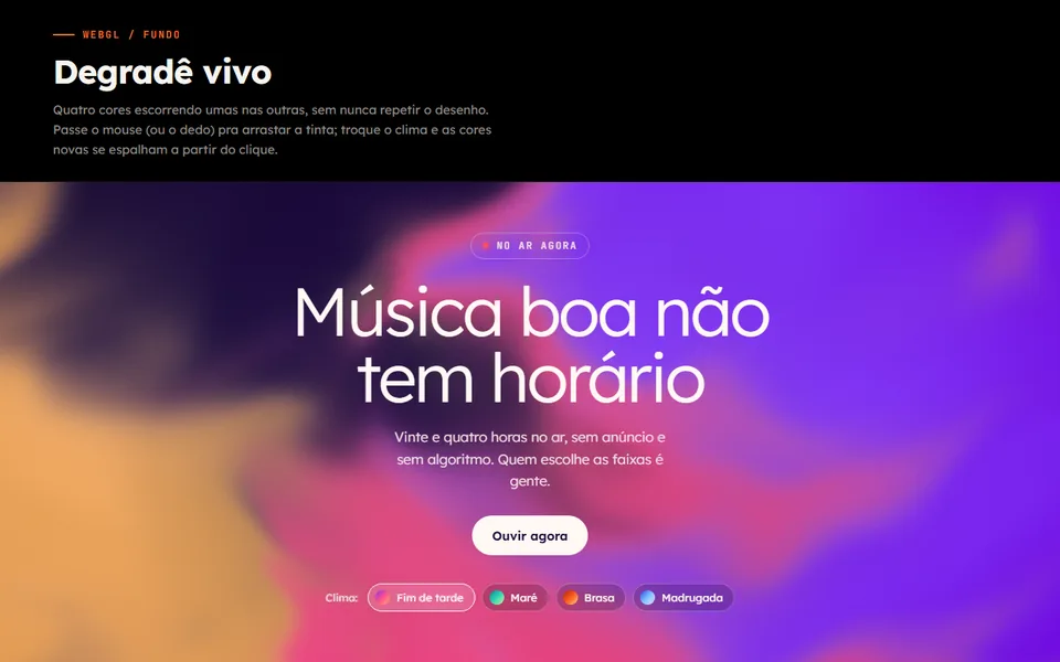 Prévia do efeito Degradê Vivo