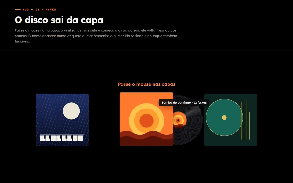 Prévia do efeito Disco que Sai da Capa