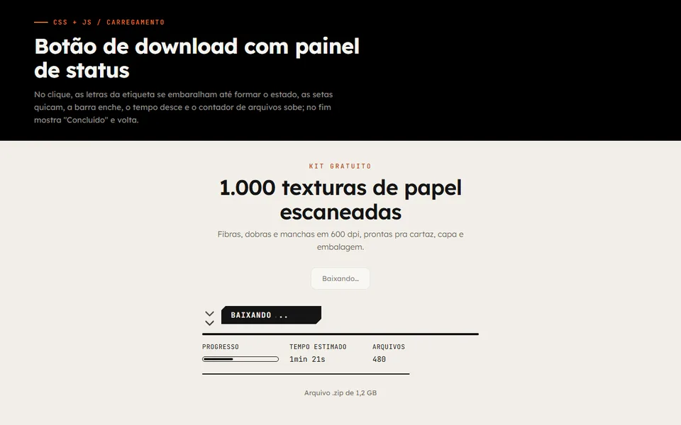 Prévia do efeito Download com Painel