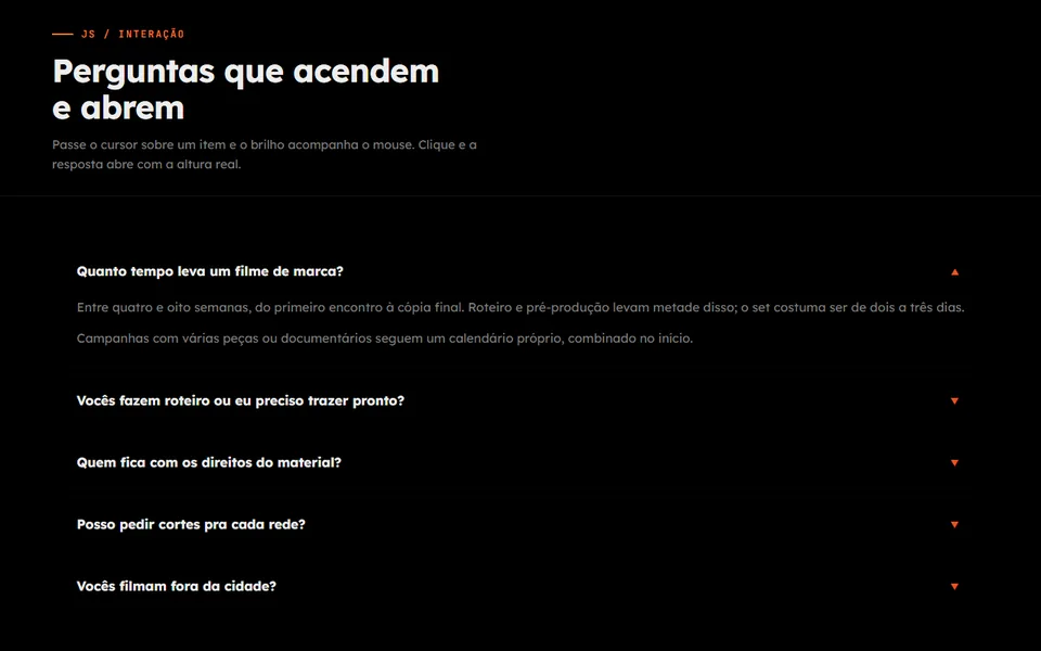 Prévia do efeito FAQ Luminoso