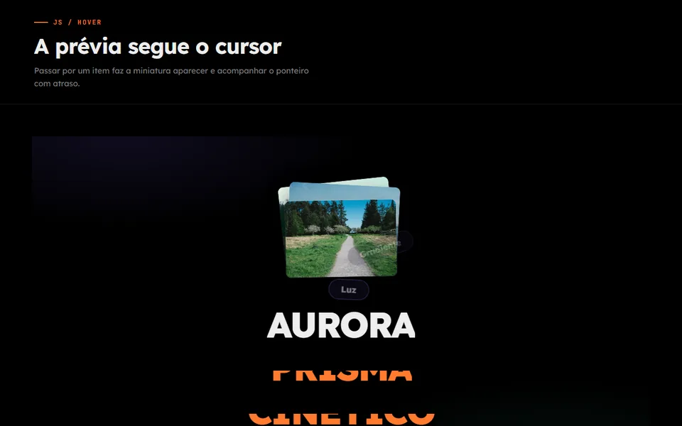 Prévia do efeito Hover Preview