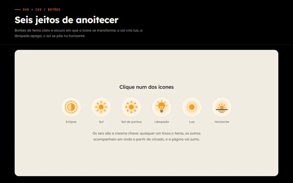 Prévia do efeito Ícones que Anoitecem