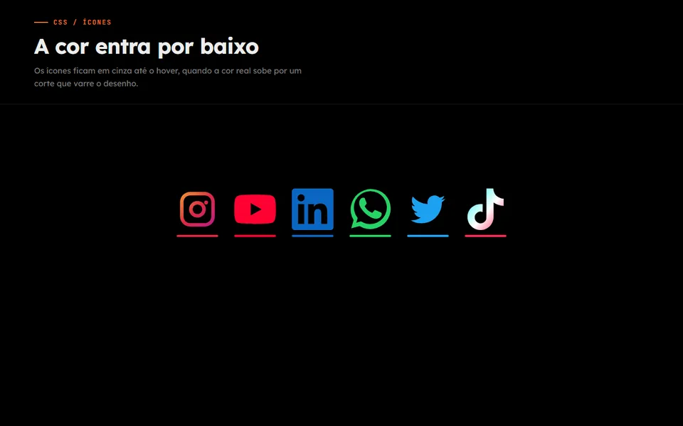 Prévia do efeito Ícones Sociais Reveal Hover
