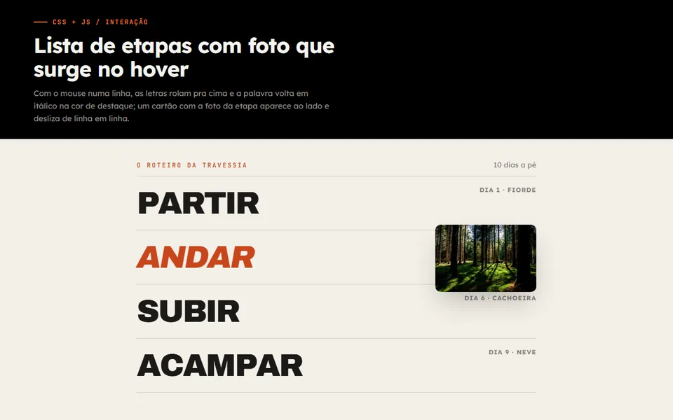 Prévia do efeito Lista com Foto