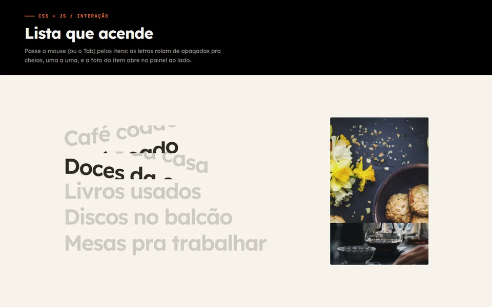 Prévia do efeito Lista que Acende