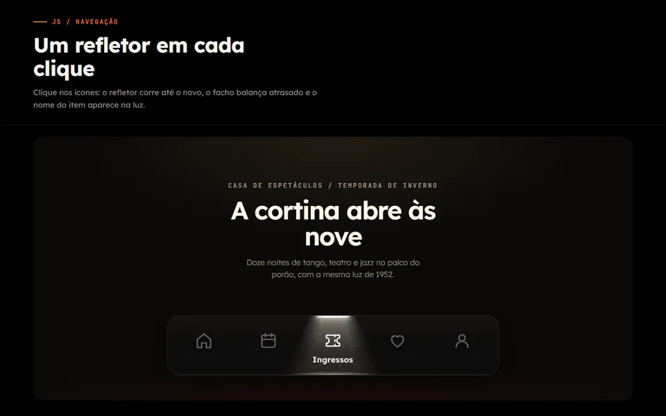 Prévia do efeito Menu com Refletor
