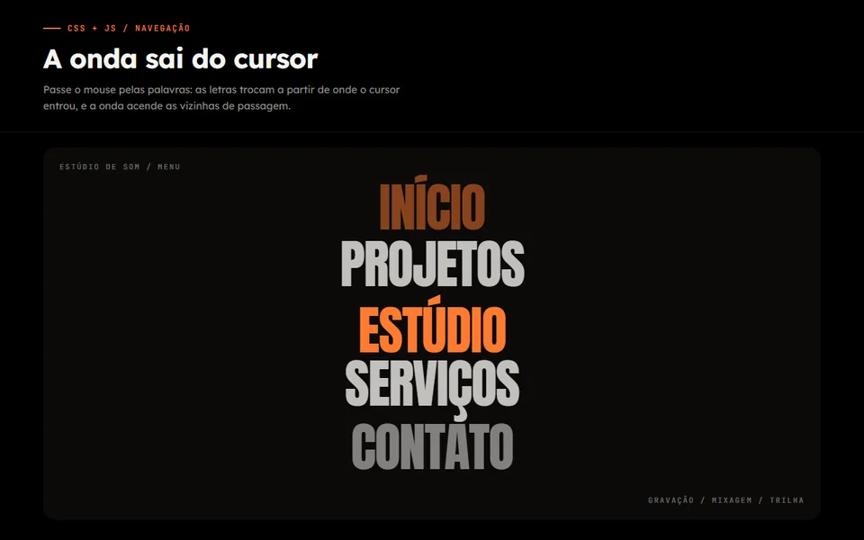 Prévia do efeito Menu em Onda