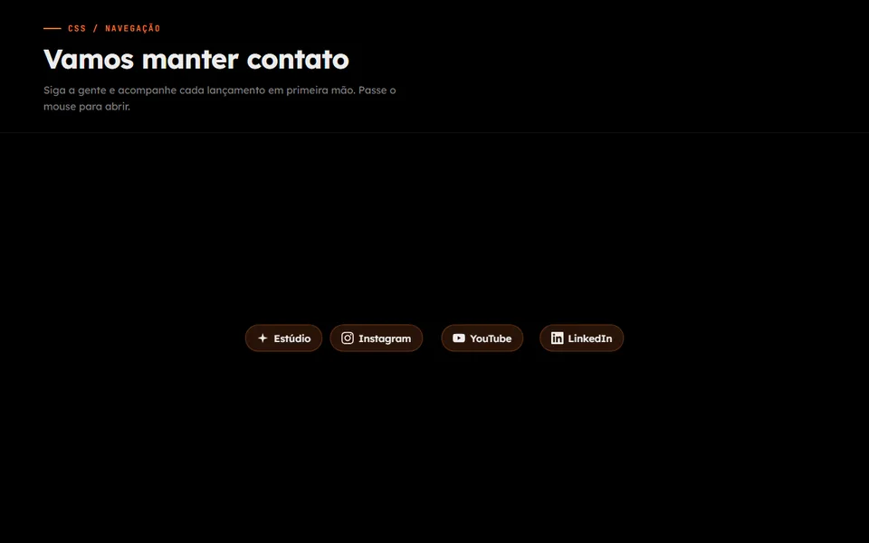 Prévia do efeito Menu Social Expansível