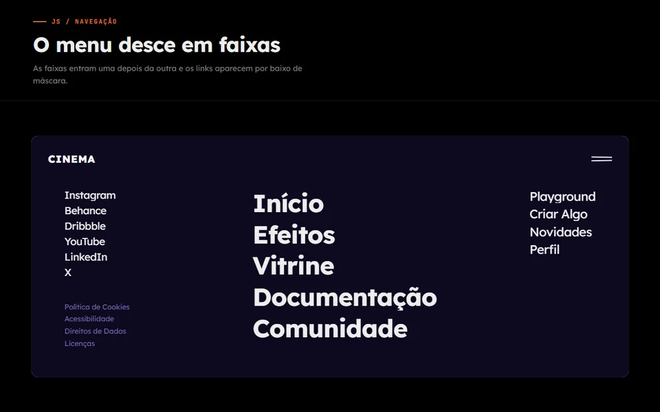 Prévia do efeito Overlay Menu
