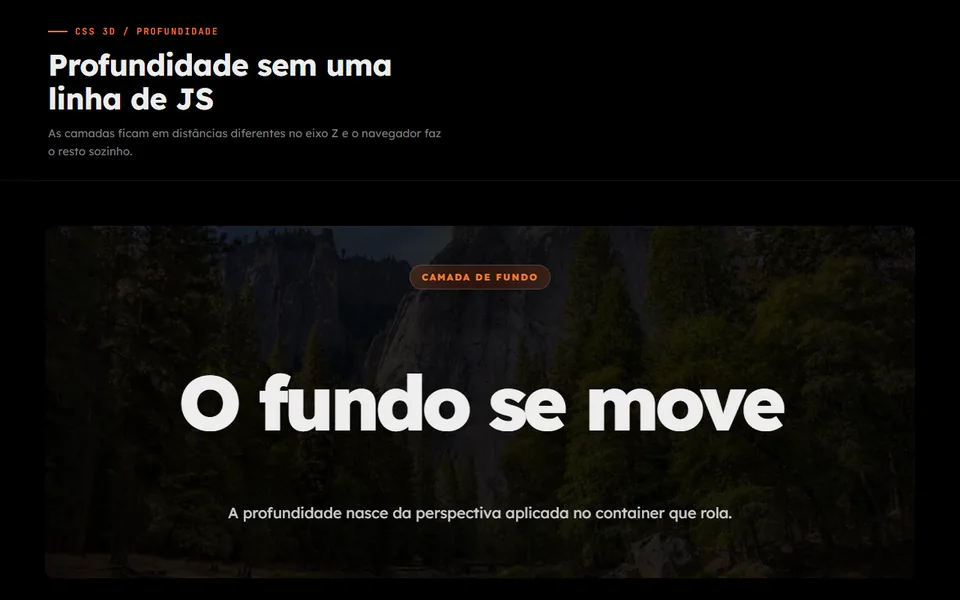 Prévia do efeito Parallax 3D em CSS