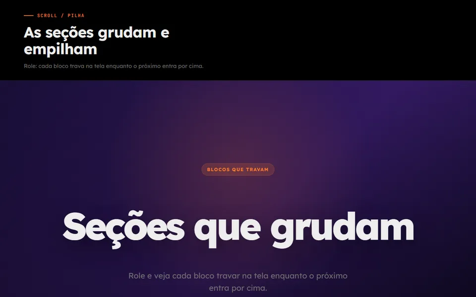 Prévia do efeito Parallax Sticky Scroll