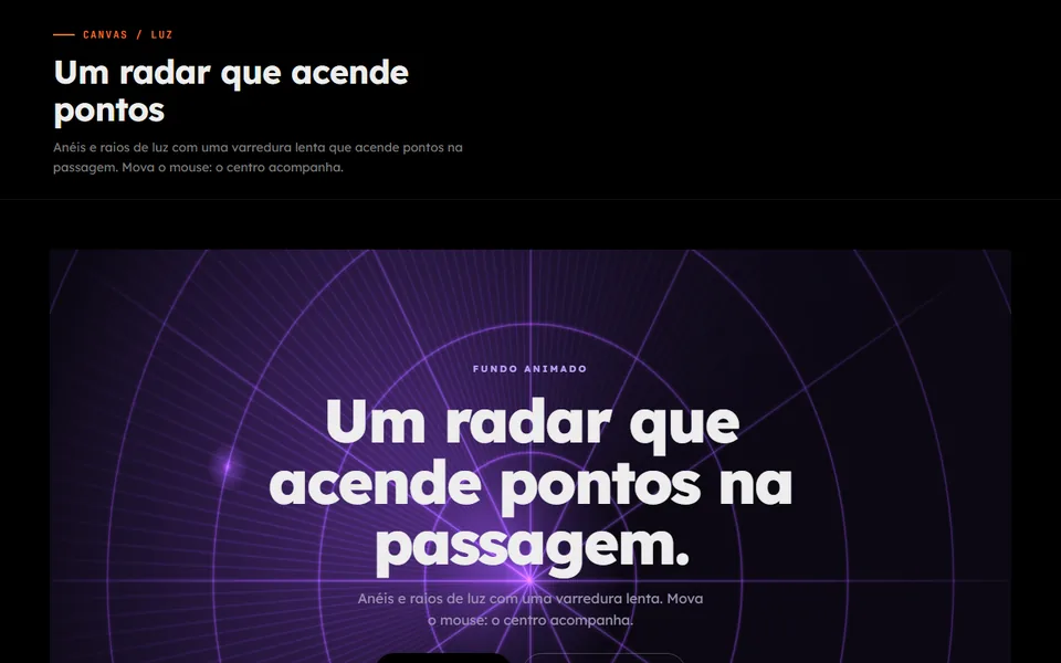 Prévia do efeito Radar de Luz