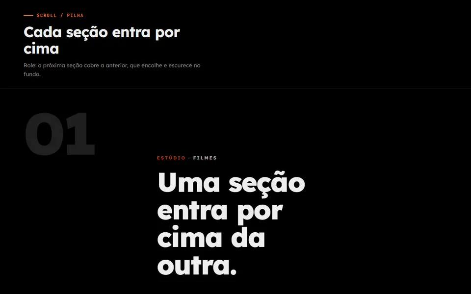 Prévia do efeito Seções Empilhadas