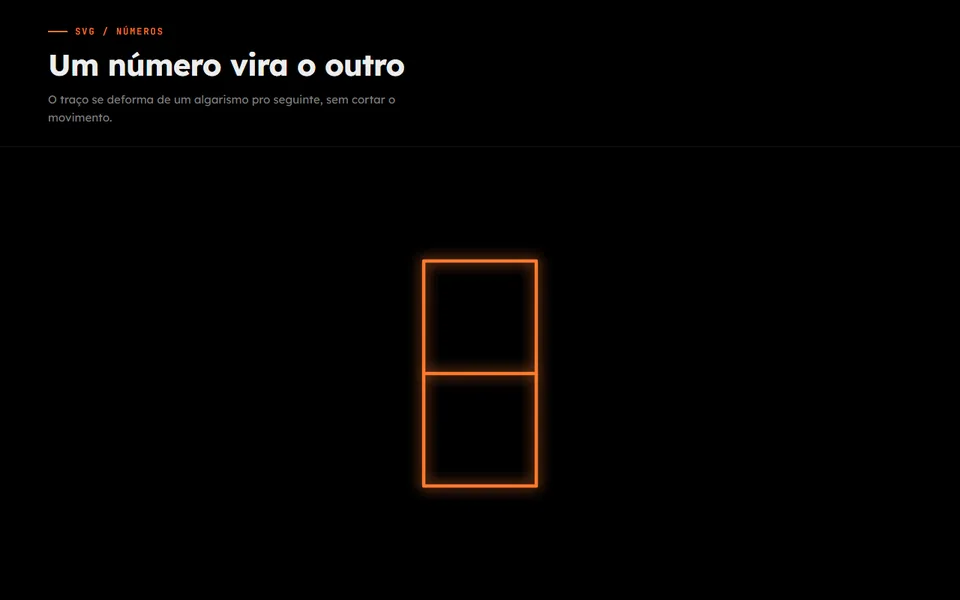 Prévia do efeito SVG Morph de Números