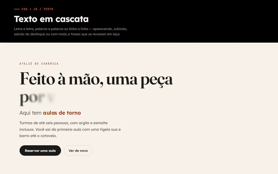 Prévia do efeito Texto em Cascata