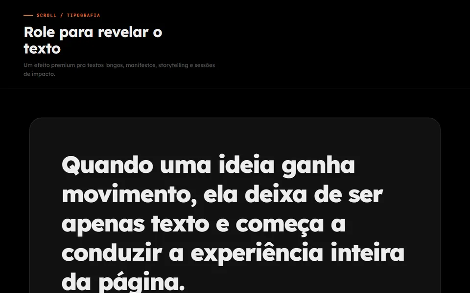 Prévia do efeito Texto Revelado no Scroll