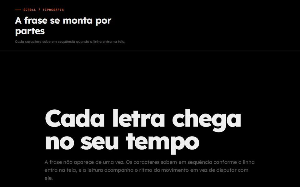 Prévia do efeito Texto Split GSAP